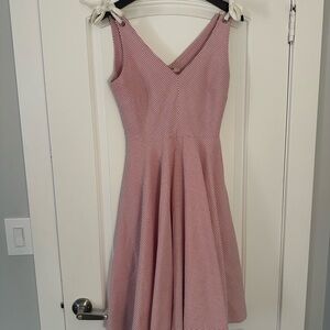 Pink pinstripe dress, full skirt